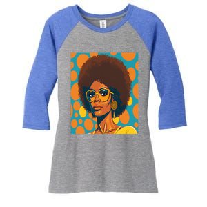 Wo Empowert Retro Afro African American Mom Gift Women's Tri-Blend 3/4-Sleeve Raglan Shirt