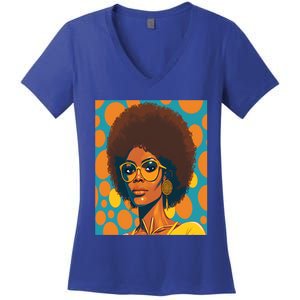 Wo Empowert Retro Afro African American Mom Gift Women's V-Neck T-Shirt