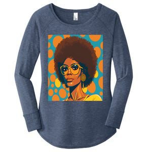 Wo Empowert Retro Afro African American Mom Gift Women's Perfect Tri Tunic Long Sleeve Shirt