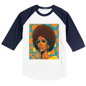 Wo Empowert Retro Afro African American Mom Gift Baseball Sleeve Shirt