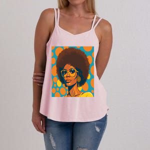 Wo Empowert Retro Afro African American Mom Gift Women's Strappy Tank