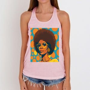 Wo Empowert Retro Afro African American Mom Gift Women's Knotted Racerback Tank