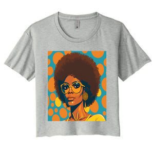 Wo Empowert Retro Afro African American Mom Gift Women's Crop Top Tee