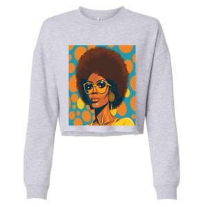 Wo Empowert Retro Afro African American Mom Gift Cropped Pullover Crew