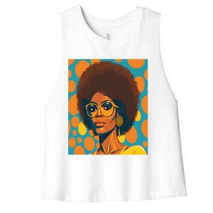 Wo Empowert Retro Afro African American Mom Gift Women's Racerback Cropped Tank