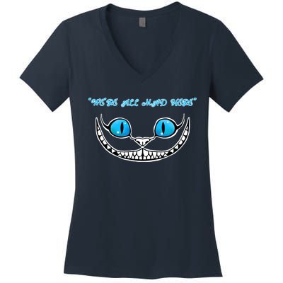 We're All Mad Here Crazy Face Women's V-Neck T-Shirt