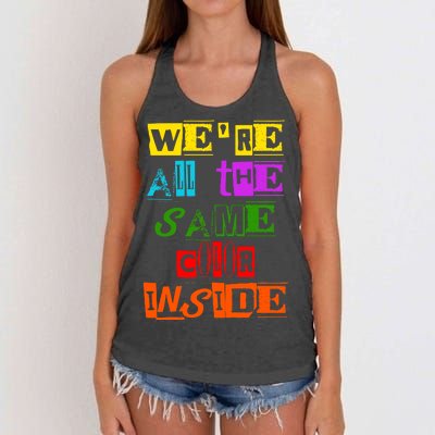 We're All The Same Color Inside Women's Knotted Racerback Tank