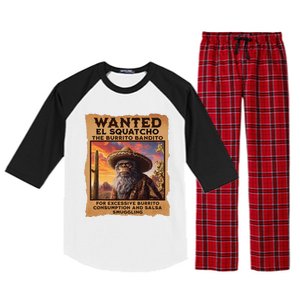 Wanted El Squatcho Wanted Poster Bigfoot And Sasquatch Gift Raglan Sleeve Pajama Set