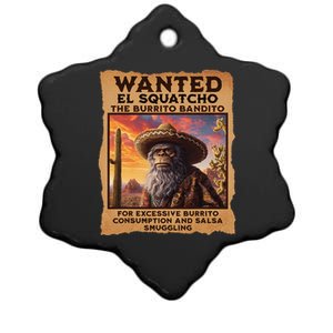 Wanted El Squatcho Wanted Poster Bigfoot And Sasquatch Gift Ceramic Star Ornament