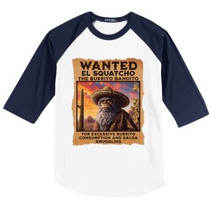 Wanted El Squatcho Wanted Poster Bigfoot And Sasquatch Gift Baseball Sleeve Shirt