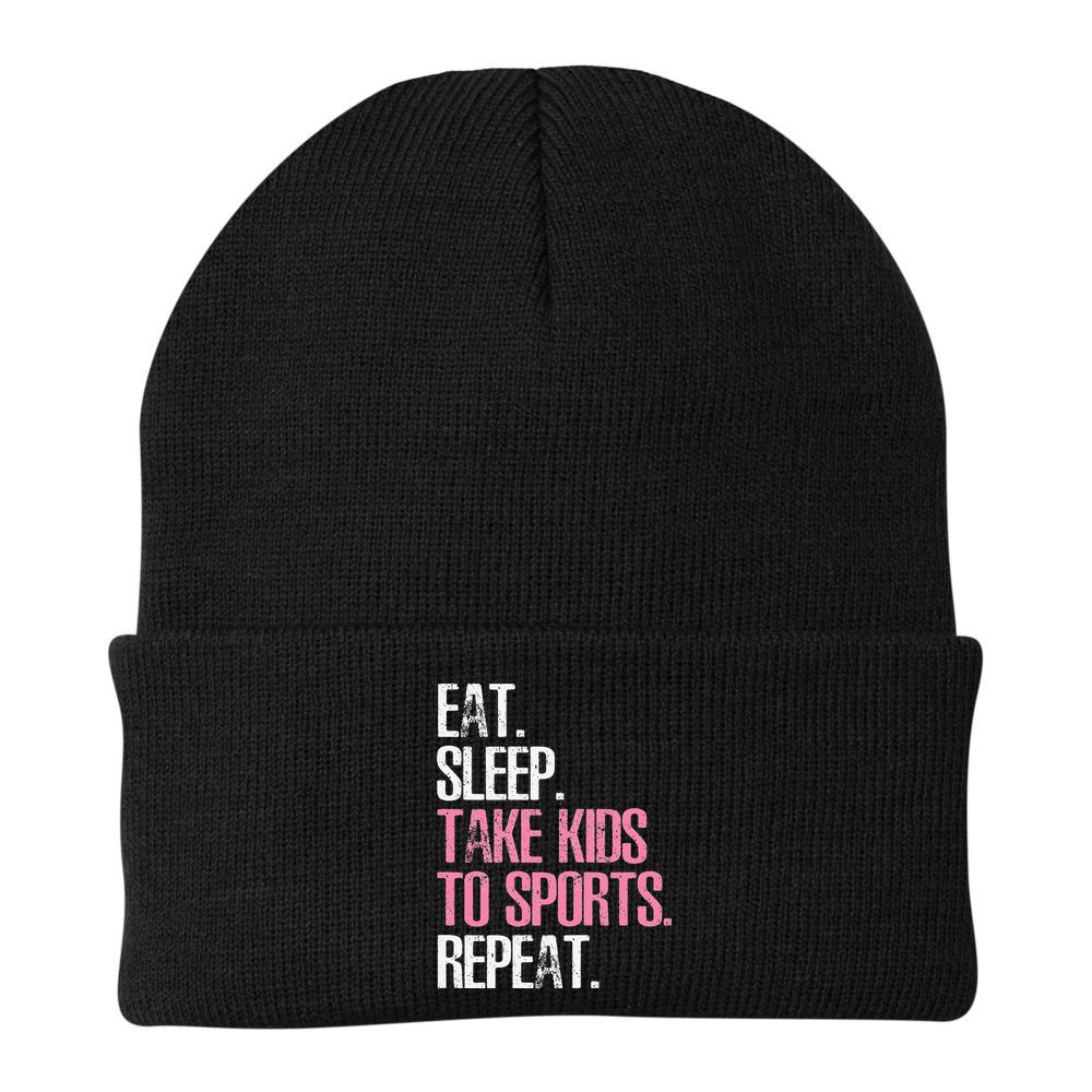 Womens Eat Sleep Take To Sports Repeat Mother's Day Beanie