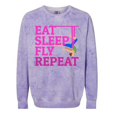 Wo Eat Sleep Fly Repeat Quote Aerial Yoga Silks Gift Colorblast Crewneck Sweatshirt