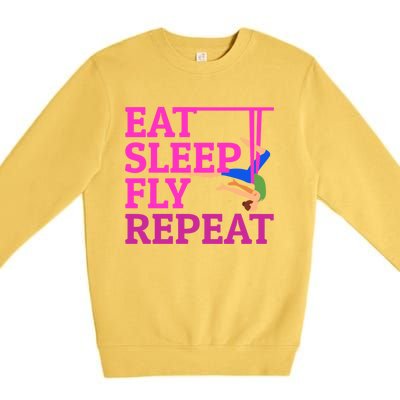 Wo Eat Sleep Fly Repeat Quote Aerial Yoga Silks Gift Premium Crewneck Sweatshirt