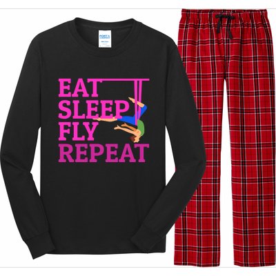 Wo Eat Sleep Fly Repeat Quote Aerial Yoga Silks Gift Long Sleeve Pajama Set