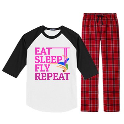 Wo Eat Sleep Fly Repeat Quote Aerial Yoga Silks Gift Raglan Sleeve Pajama Set