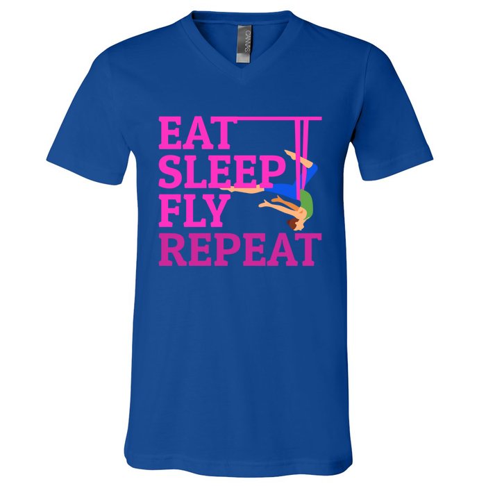 Wo Eat Sleep Fly Repeat Quote Aerial Yoga Silks Gift V-Neck T-Shirt