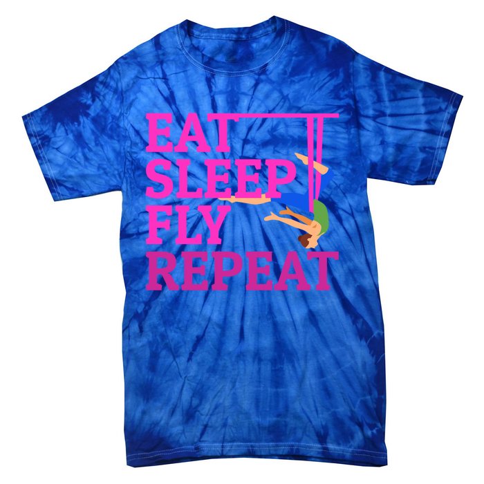 Wo Eat Sleep Fly Repeat Quote Aerial Yoga Silks Gift Tie-Dye T-Shirt