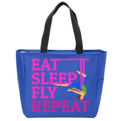 Wo Eat Sleep Fly Repeat Quote Aerial Yoga Silks Gift Zip Tote Bag