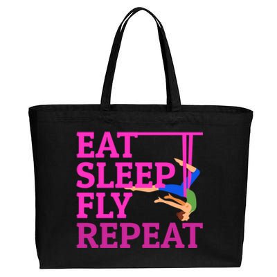 Wo Eat Sleep Fly Repeat Quote Aerial Yoga Silks Gift Cotton Canvas Jumbo Tote