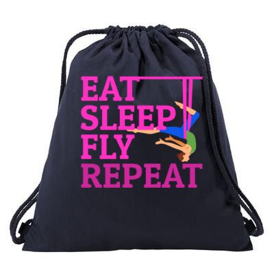 Wo Eat Sleep Fly Repeat Quote Aerial Yoga Silks Gift Drawstring Bag