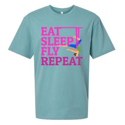 Wo Eat Sleep Fly Repeat Quote Aerial Yoga Silks Gift Sueded Cloud Jersey T-Shirt