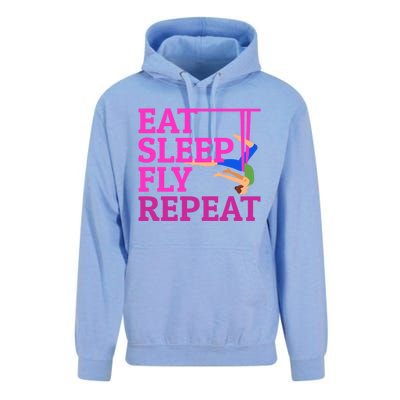 Wo Eat Sleep Fly Repeat Quote Aerial Yoga Silks Gift Unisex Surf Hoodie