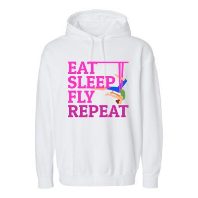 Wo Eat Sleep Fly Repeat Quote Aerial Yoga Silks Gift Garment-Dyed Fleece Hoodie