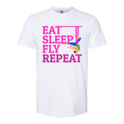 Wo Eat Sleep Fly Repeat Quote Aerial Yoga Silks Gift Softstyle CVC T-Shirt