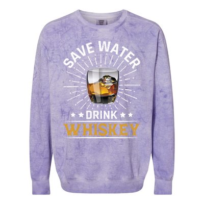 Whiskey Er Save Water Whiskey Cute Gift Colorblast Crewneck Sweatshirt