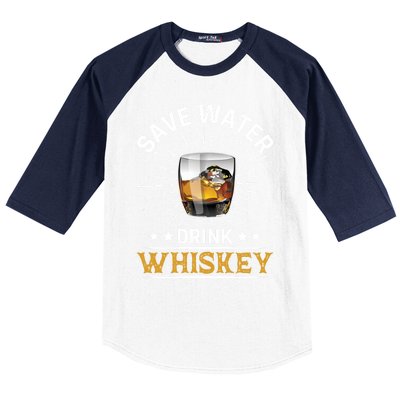 Whiskey Er Save Water Whiskey Cute Gift Baseball Sleeve Shirt