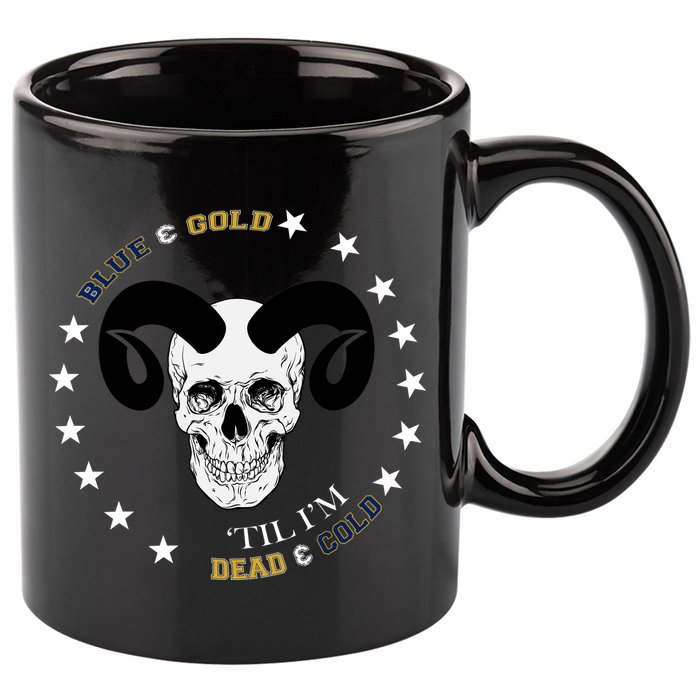 West Virginia Blue & Gold Till I'm Dead & Cold 11oz C Handle Ceramic Mug