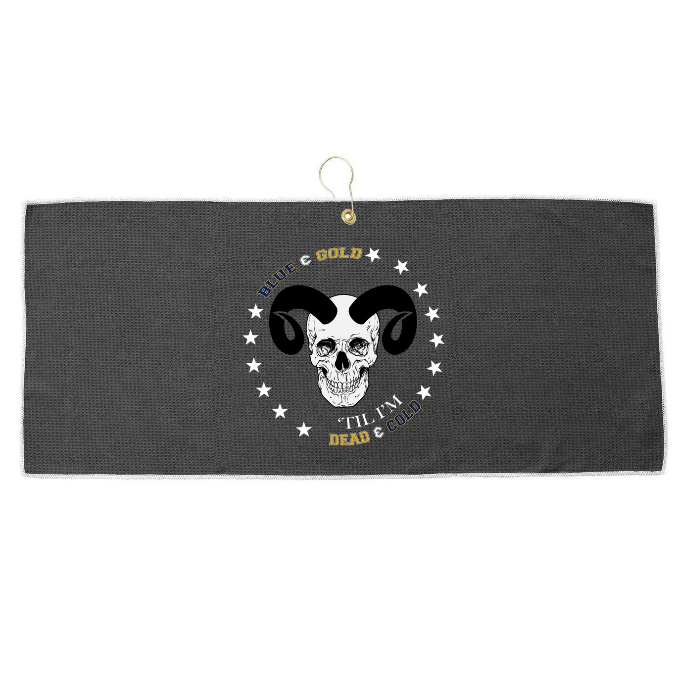 West Virginia Blue & Gold Till I'm Dead & Cold Large Microfiber Waffle Golf Towel