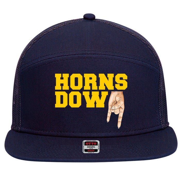 West Virginia Horns Down Football Fan 7 Panel Mesh Trucker Snapback Hat