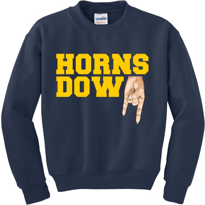 West Virginia Horns Down Football Fan Kids Sweatshirt