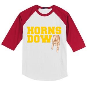 West Virginia Horns Down Football Fan Kids Colorblock Raglan Jersey