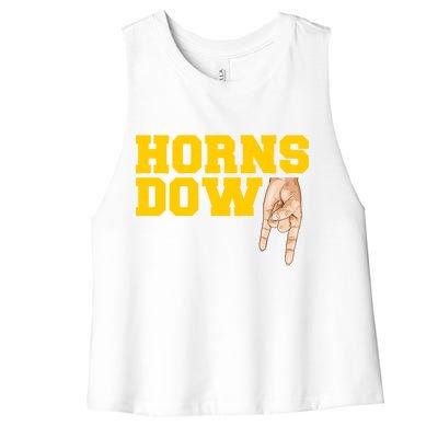 West Virginia Horns Down Football Fan Women's Racerback Cropped Tank