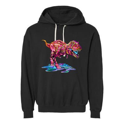 Wet Paint Colorful T-Rex Garment-Dyed Fleece Hoodie