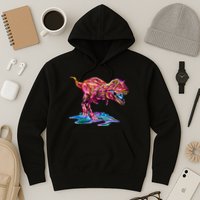 Wet Paint Colorful T-Rex Hoodie