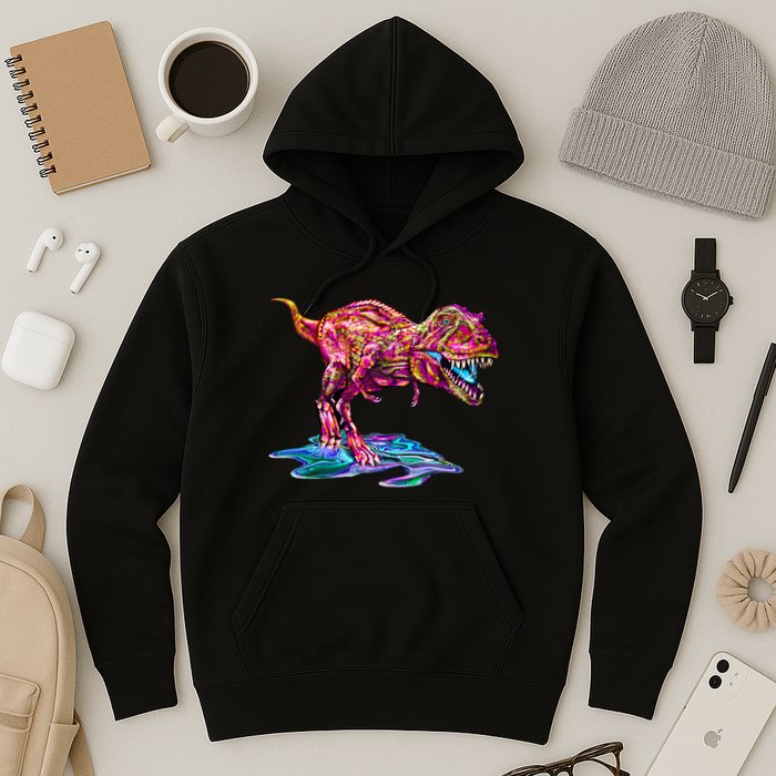 Wet Paint Colorful T-Rex Hoodie