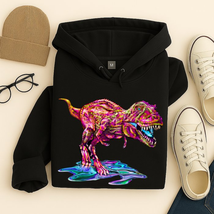 Wet Paint Colorful T-Rex Hoodie