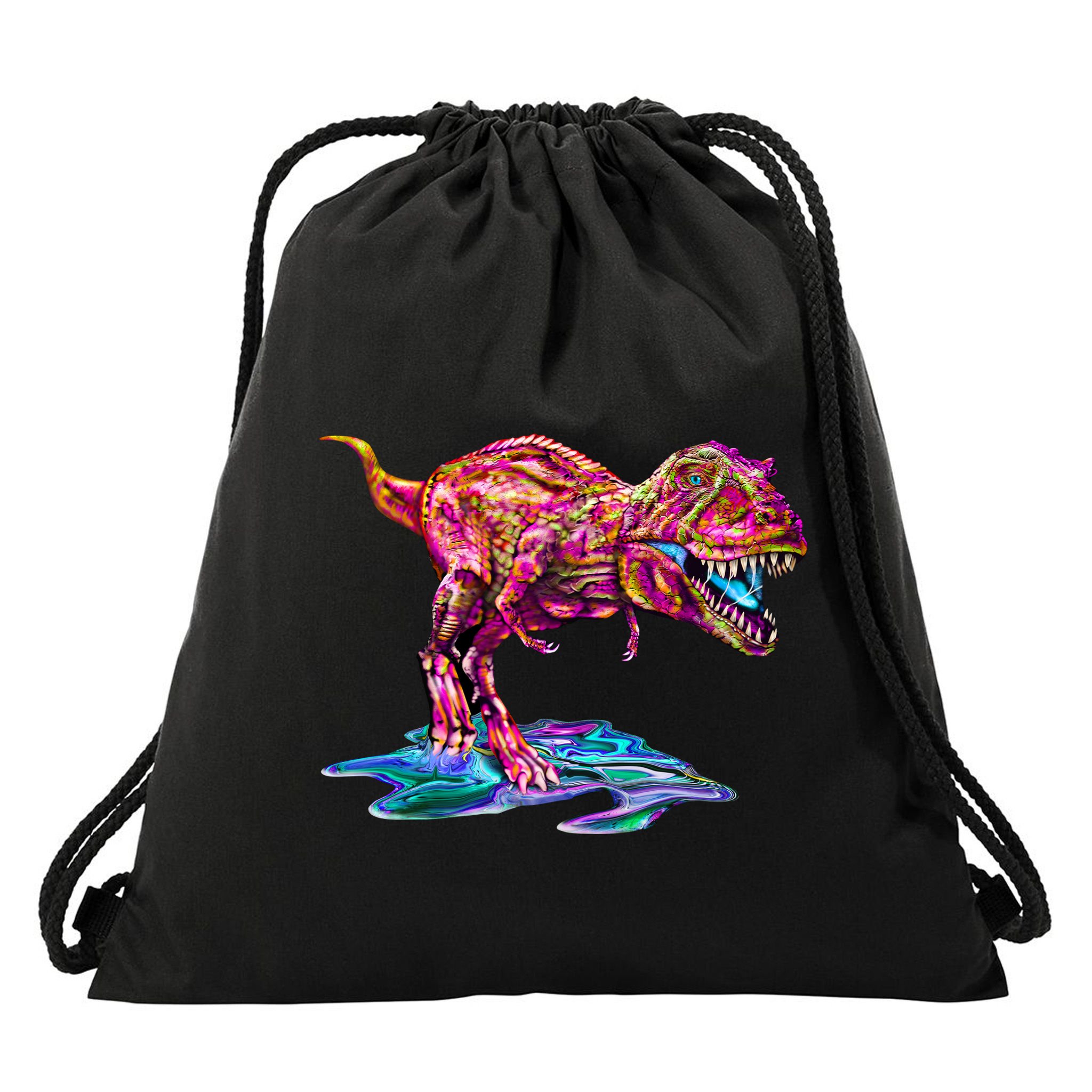 Wet Paint Colorful T-Rex Drawstring Bag