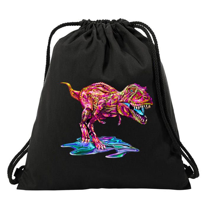 Wet Paint Colorful T-Rex Drawstring Bag
