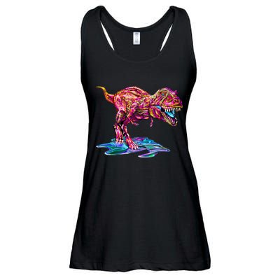 Wet Paint Colorful T-Rex Ladies Essential Flowy Tank