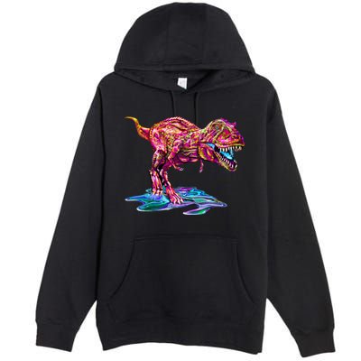 Wet Paint Colorful T-Rex Premium Pullover Hoodie