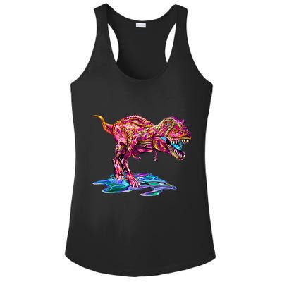 Wet Paint Colorful T-Rex Ladies PosiCharge Competitor Racerback Tank