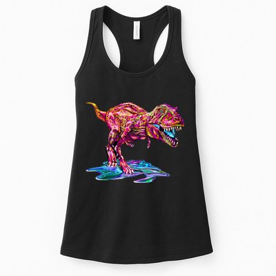 Wet Paint Colorful T-Rex Womens Tank Top