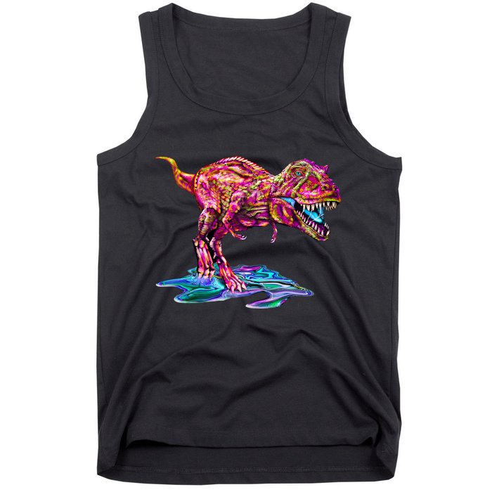 Wet Paint Colorful T-Rex Tank Top
