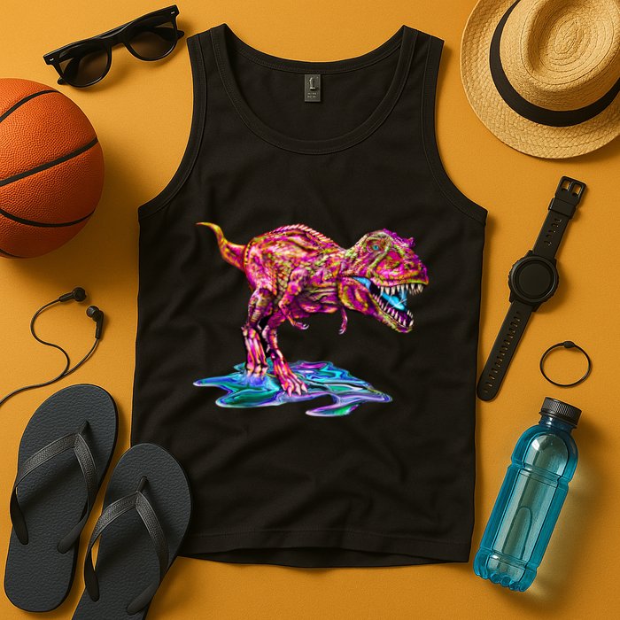 Wet Paint Colorful T-Rex Tank Top