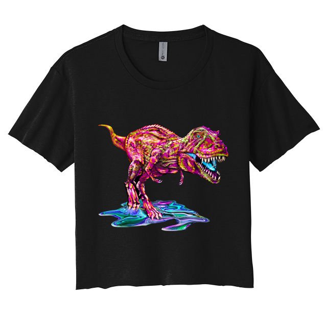 Wet Paint Colorful T-Rex Crop Top