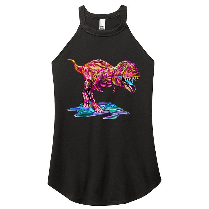 Wet Paint Colorful T-Rex Women's Perfect Tri Rocker Tank